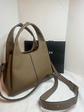 Coach Lana 23 Taupe Pebbled Leather Double-Handle Shoulder Bag with Strap